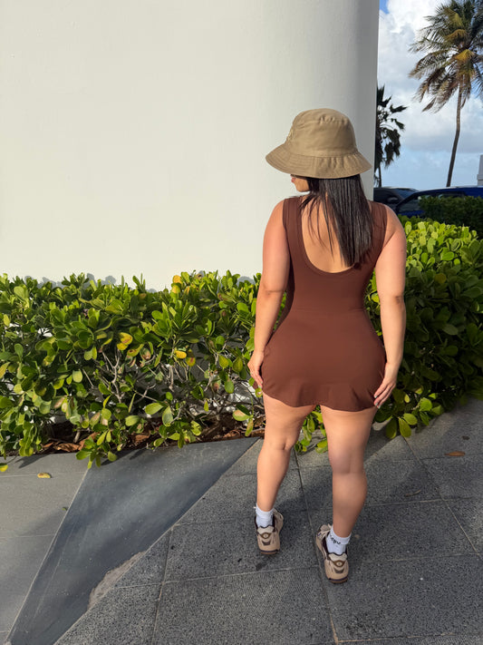 Brown Skort Jumpsuit