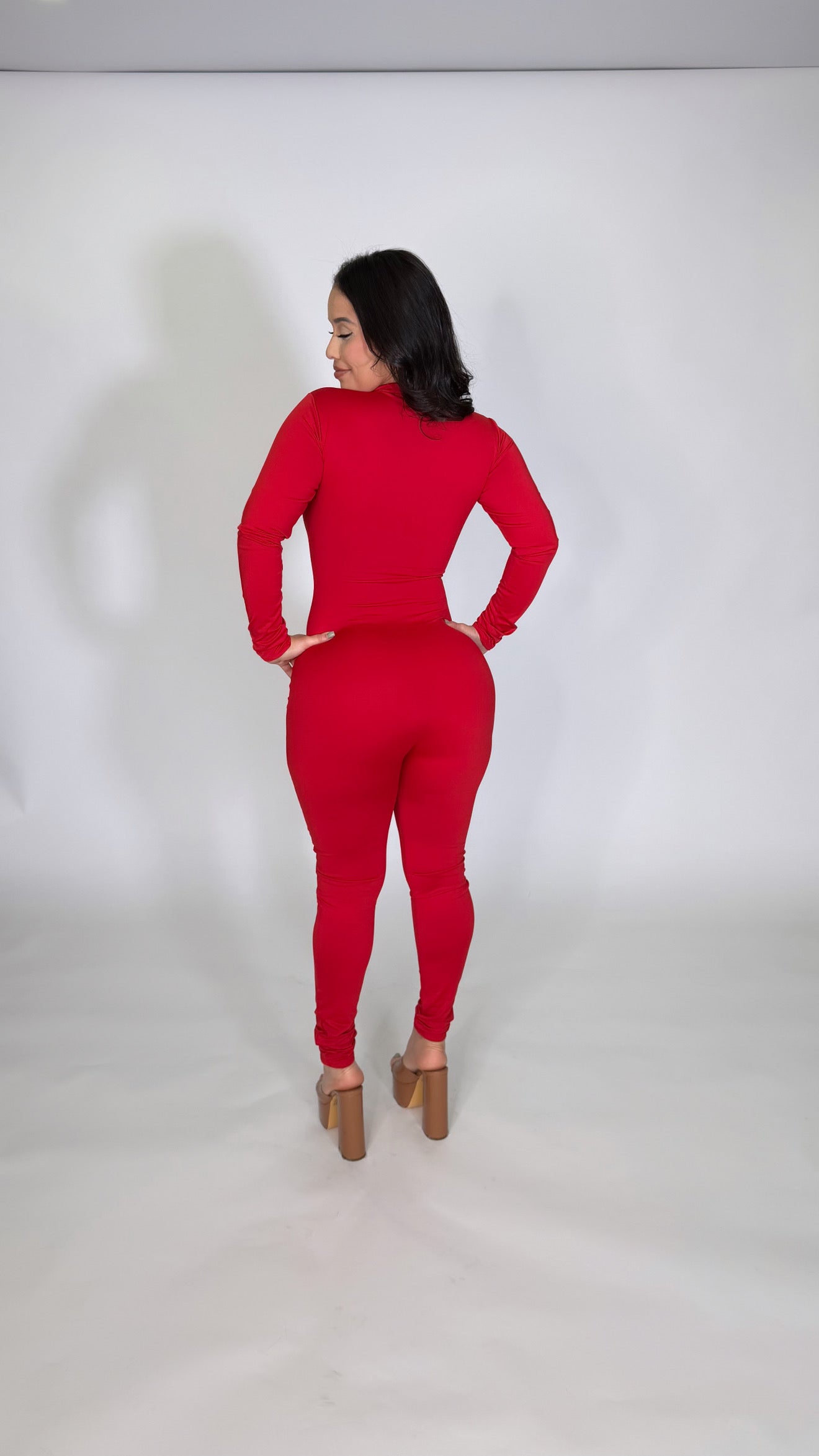 Red long sleeve jumpsuit