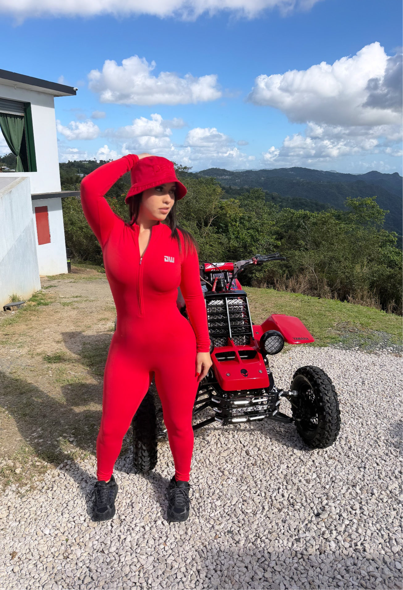 Red Long-Sleeve Jumpsuits