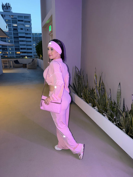 Soft Pink Sweatpants Jacket Set