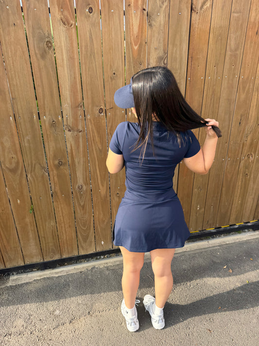 Navy Blue Short Sleeve Skort Set