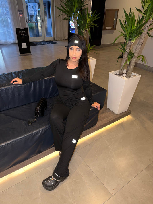 Black Body & Sweatpant Cargo Set