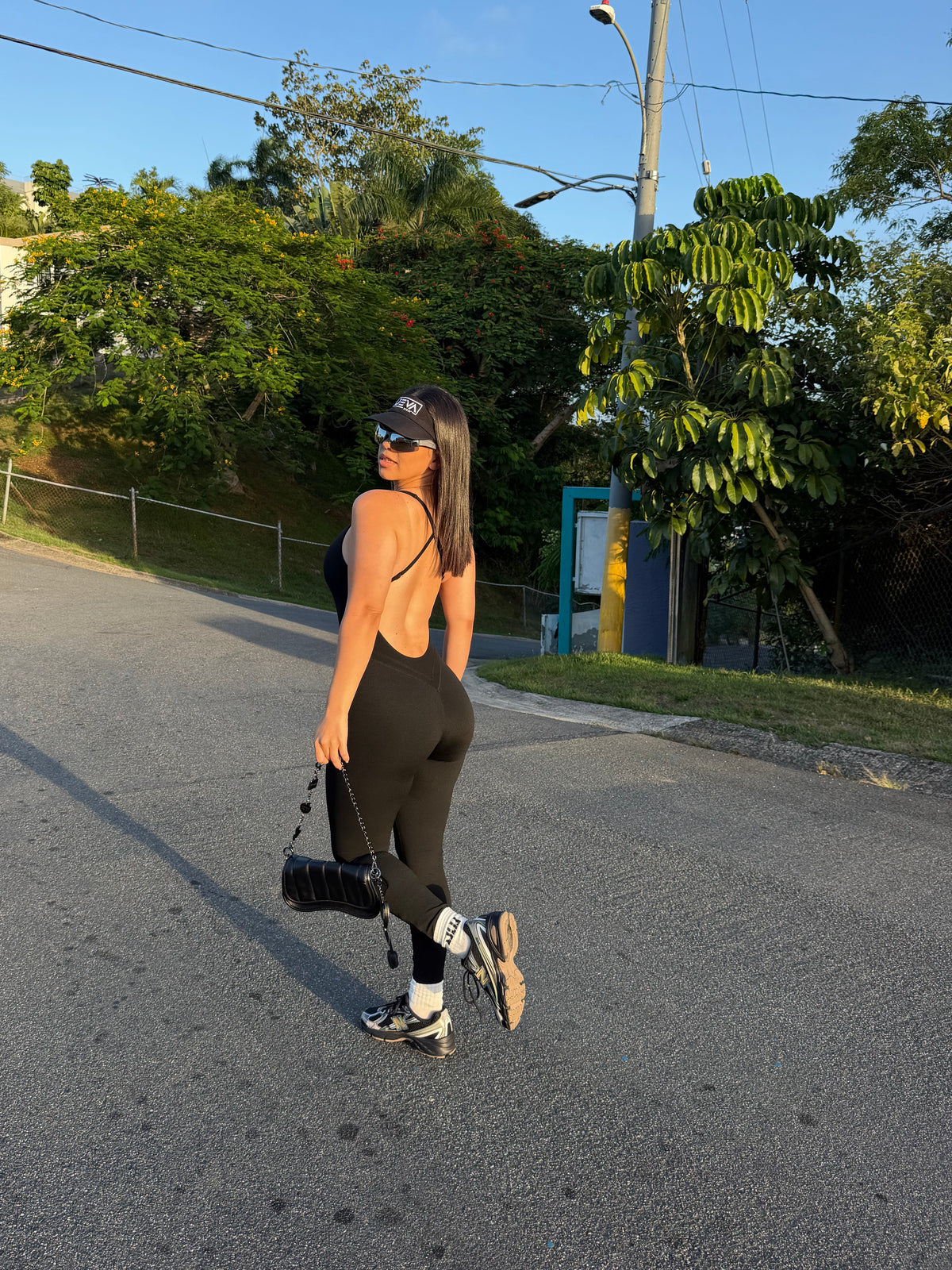 Black Crossed Skinny Jumpsuit