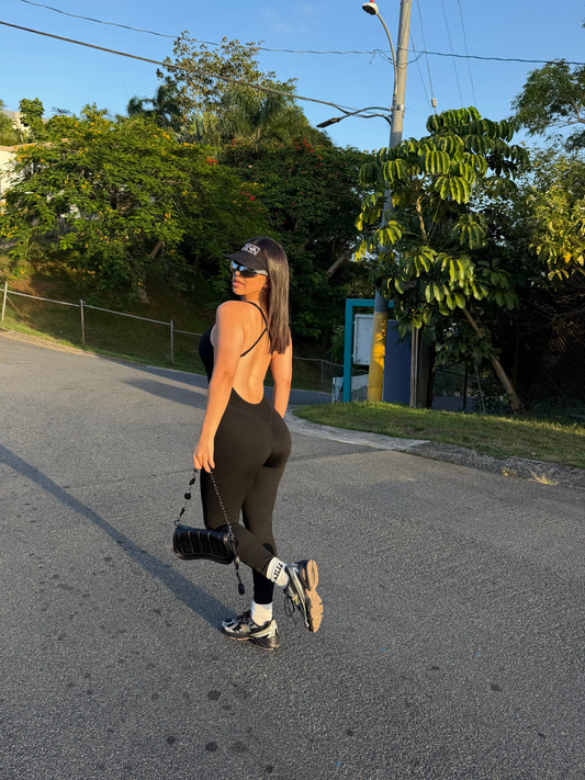 Black Crossed Skinny Jumpsuit