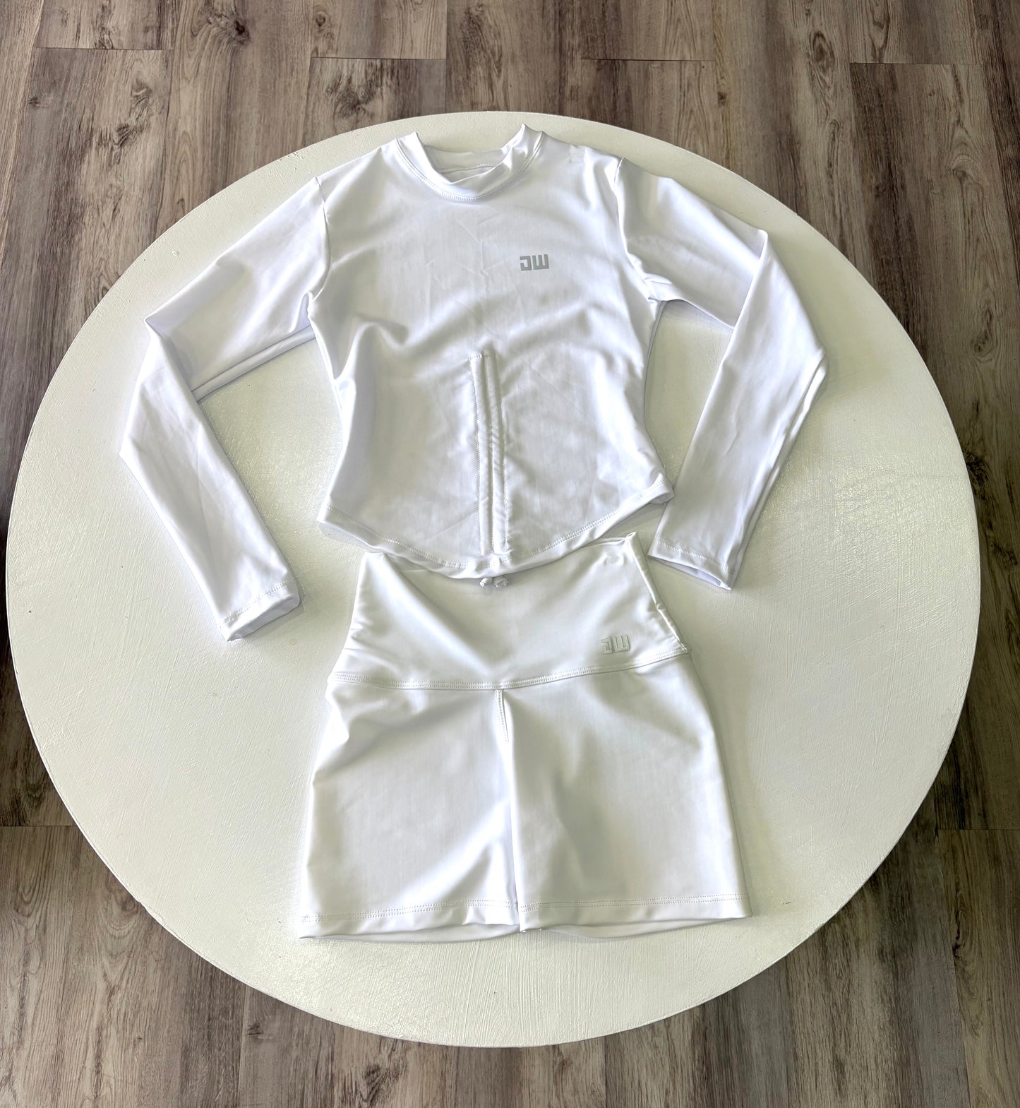White Long-Sleeve Short Set