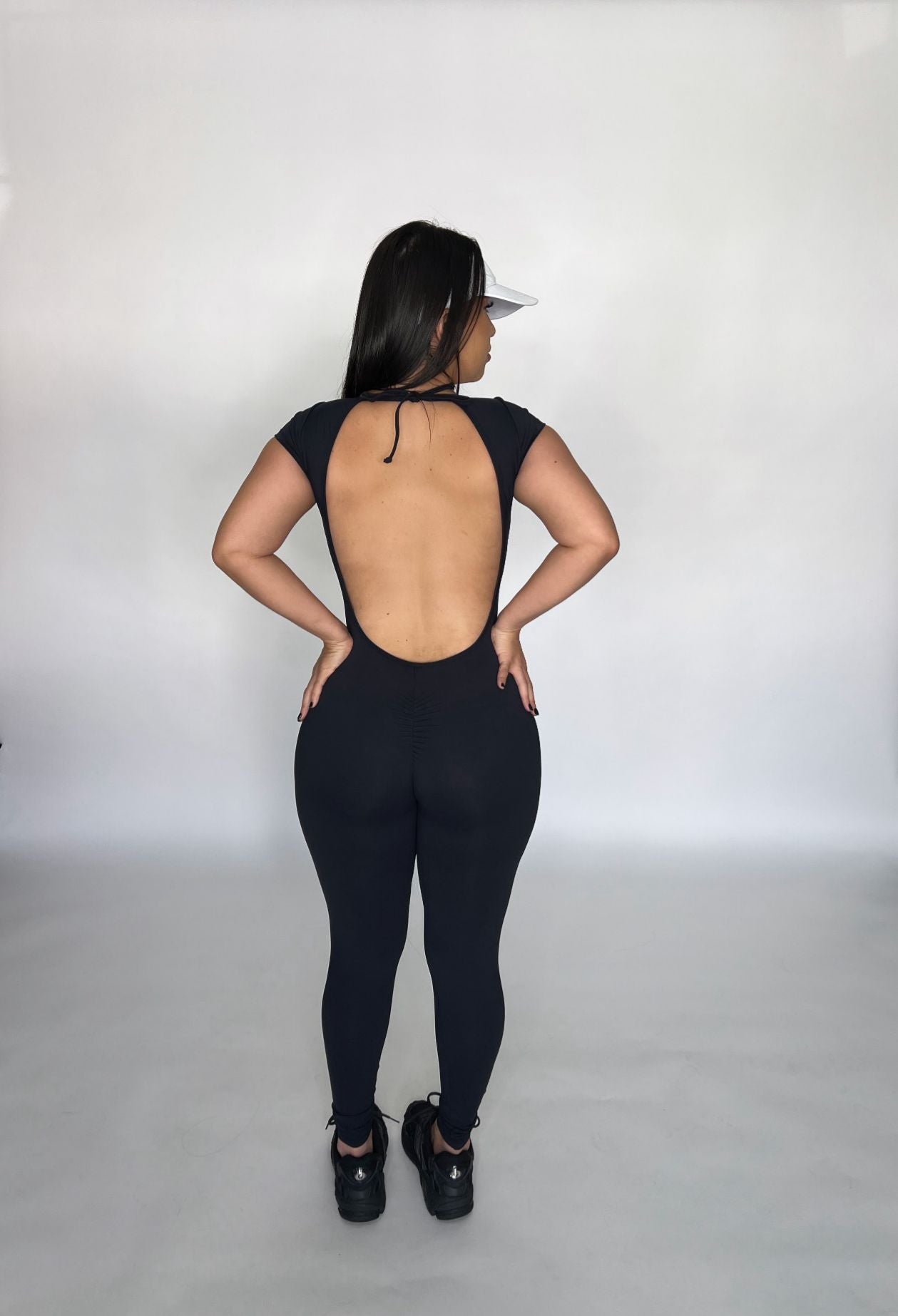 Black Short Sleeve Long Jumpsuit