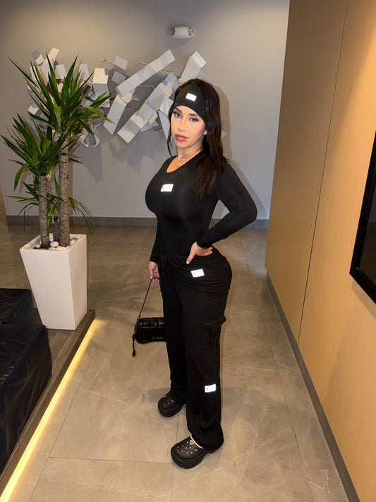 Black Body & Sweatpant Cargo Set