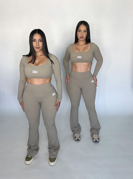 Nude Long-Sleeve Bellbottom Set