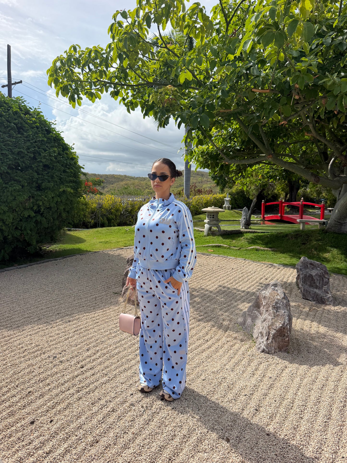 Light-Blue Polkadot Jacket Set