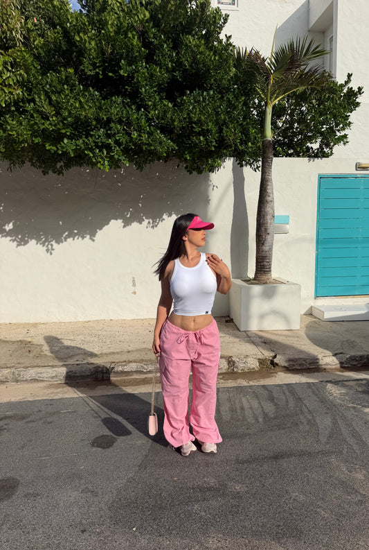 Whithe/Pink Matching Baggy Set