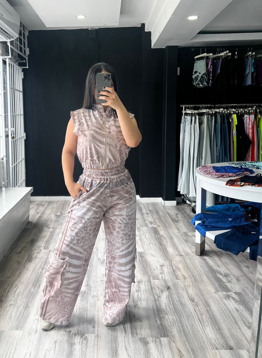 Nude Animal Print Cargo LUXURY Set