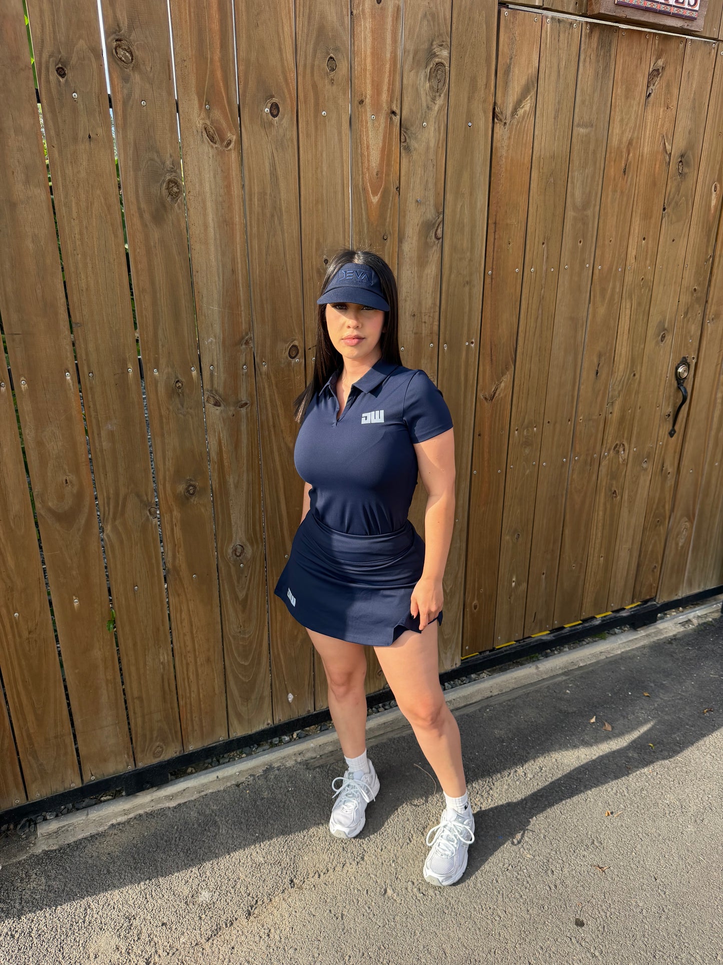 Navy Blue Short Sleeve Skort Set