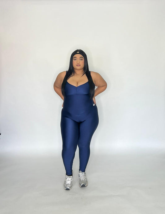 Navy Blue Glossy  Long Jumpsuit