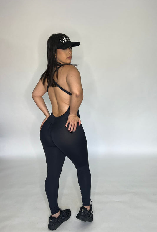 Black Crossed Long Jumpsuit