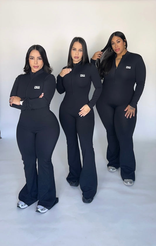 Black bell bottoms jumpsuits