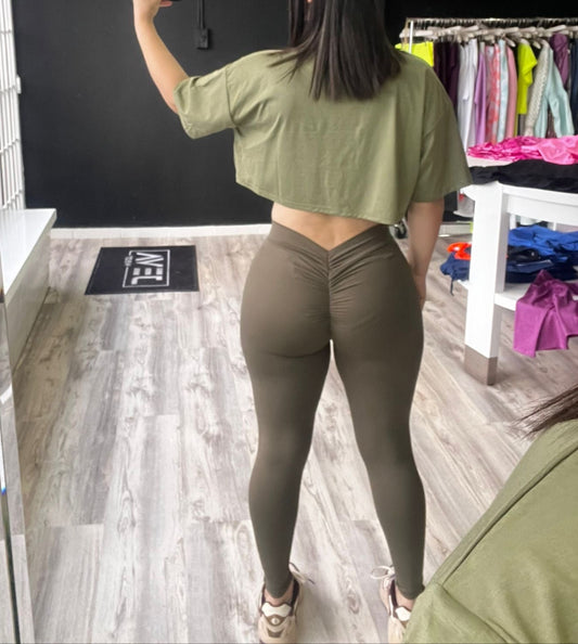 Olive Crop Top Set