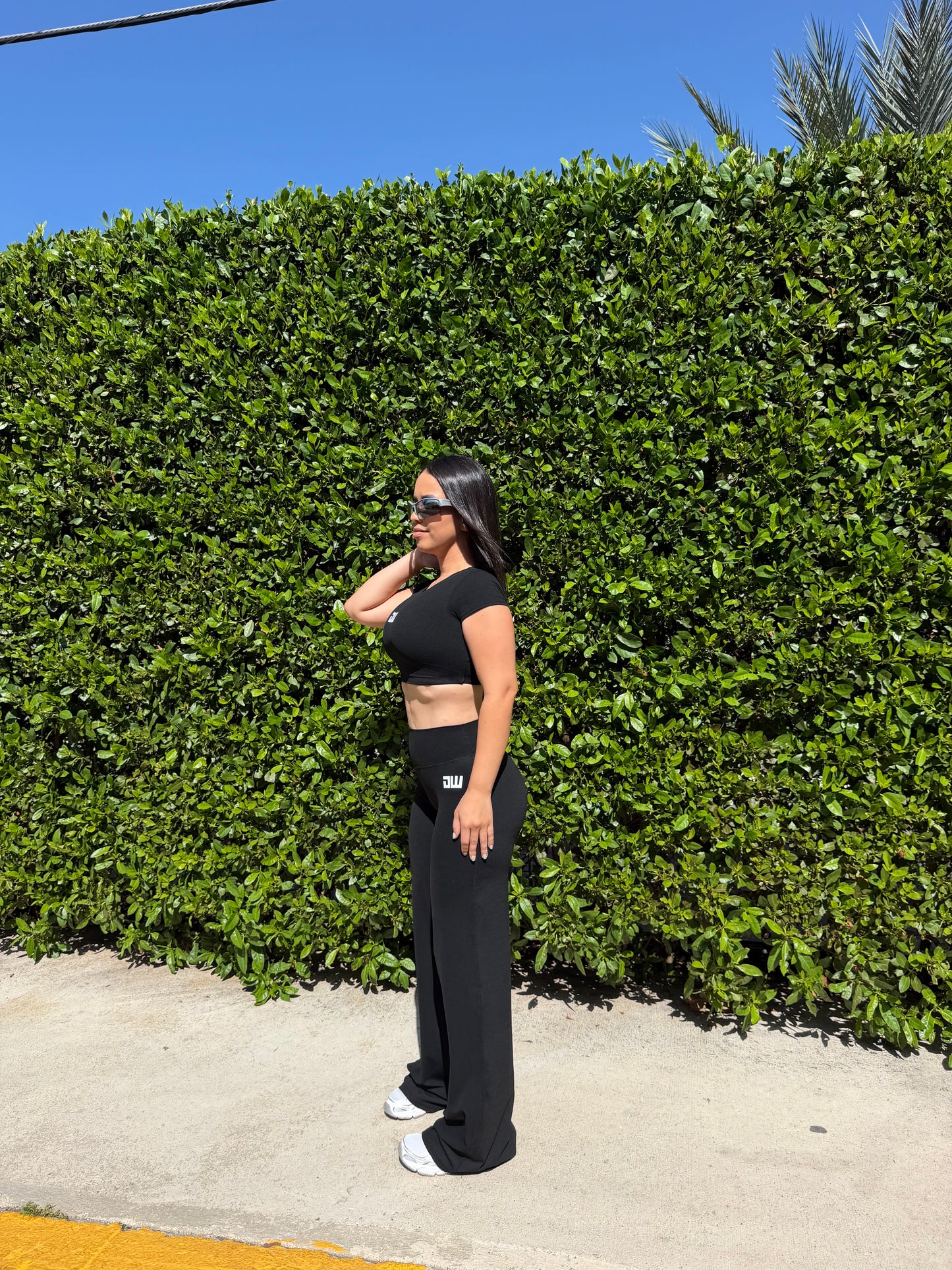 Black Short Sleeve Palazzo Set
