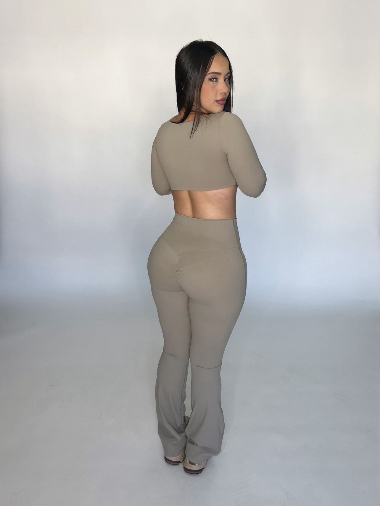 Nude Long-Sleeve Bellbottom Set