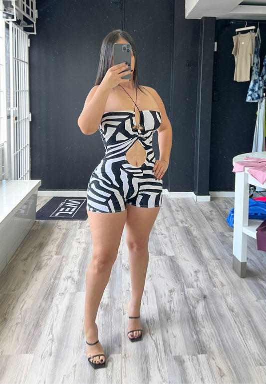 White/Black Short GALA Jumpsuit