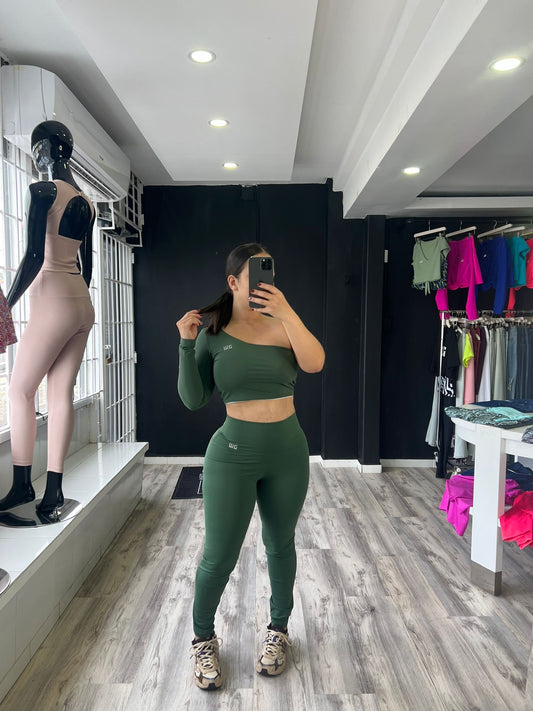 Olive One Shoulder Long set