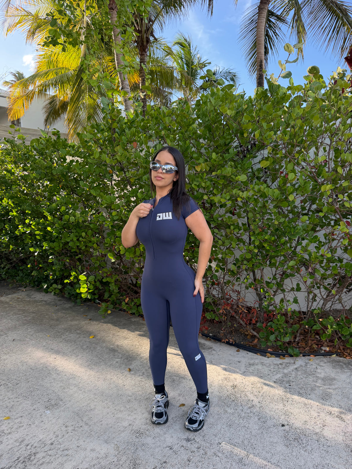 Dark Blue Short Sleeve Jumpsuit