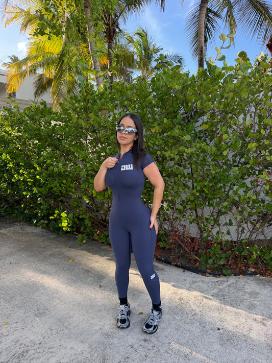Dark Blue Short Sleeve Jumpsuit