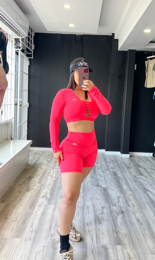 Peachy long sleeve short set