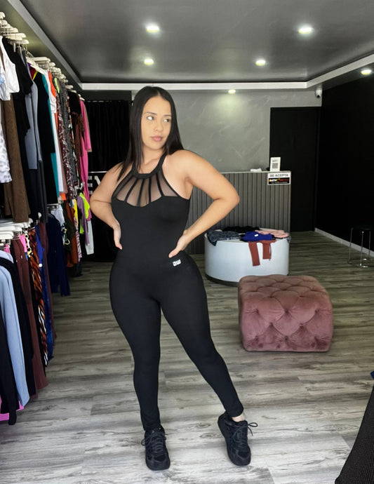 Black Sheer Long Jumpsuit