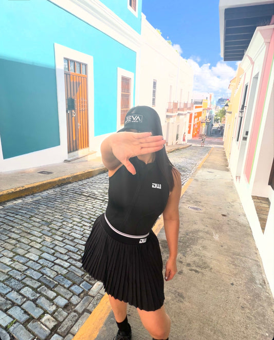 Black Sleeveless Skirt Set