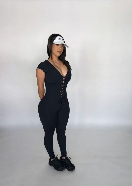 Black Short Sleeve Long Jumpsuit