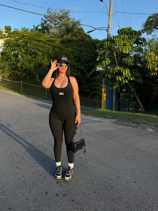 Black Crossed Skinny Jumpsuit