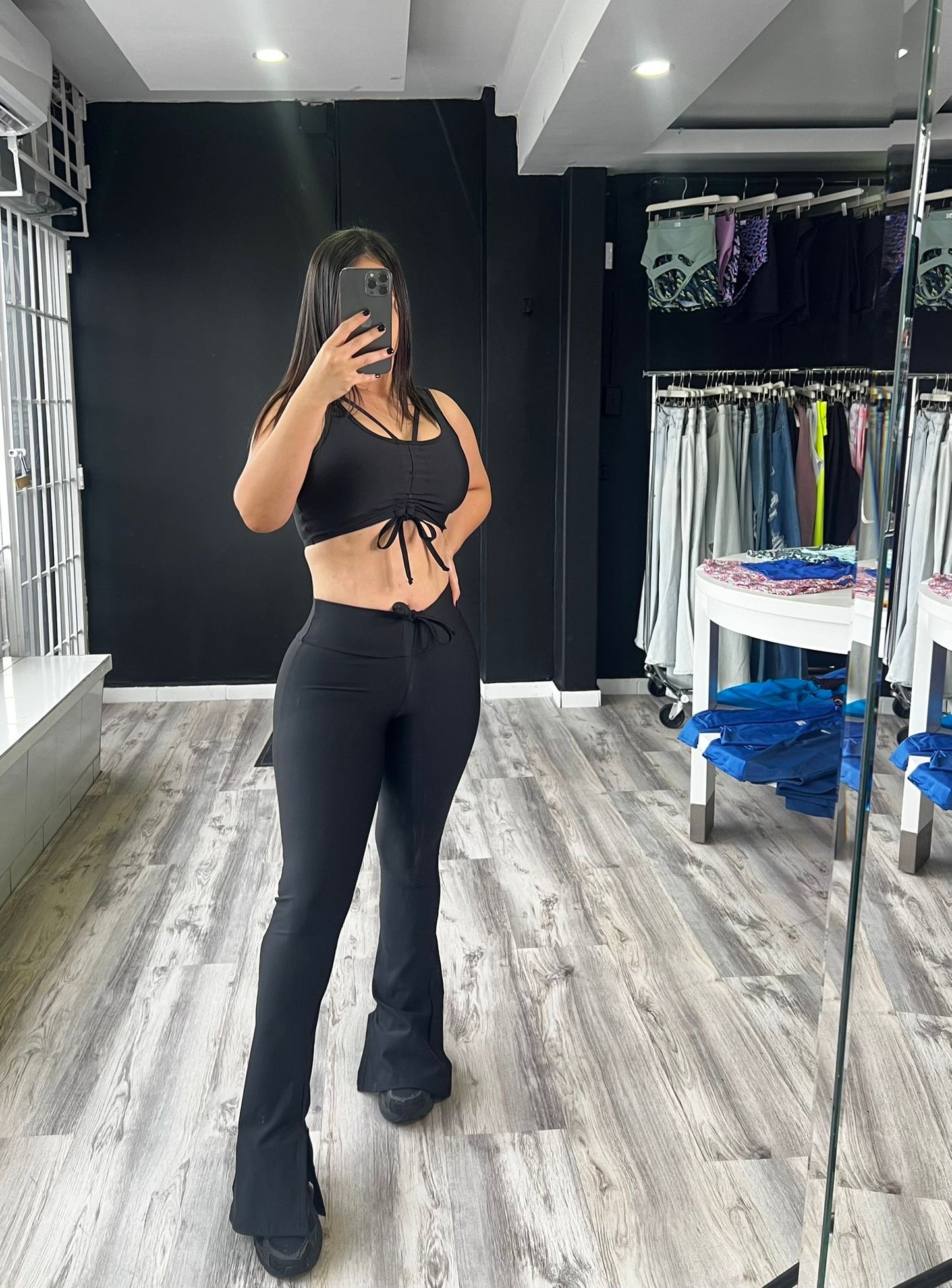 Black Bellbottom Long Set