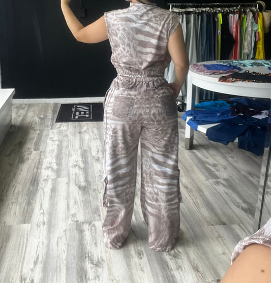 Nude Animal Print Cargo LUXURY Set