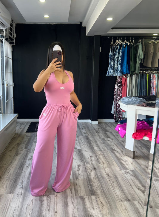 Pink Sweat Pants Set