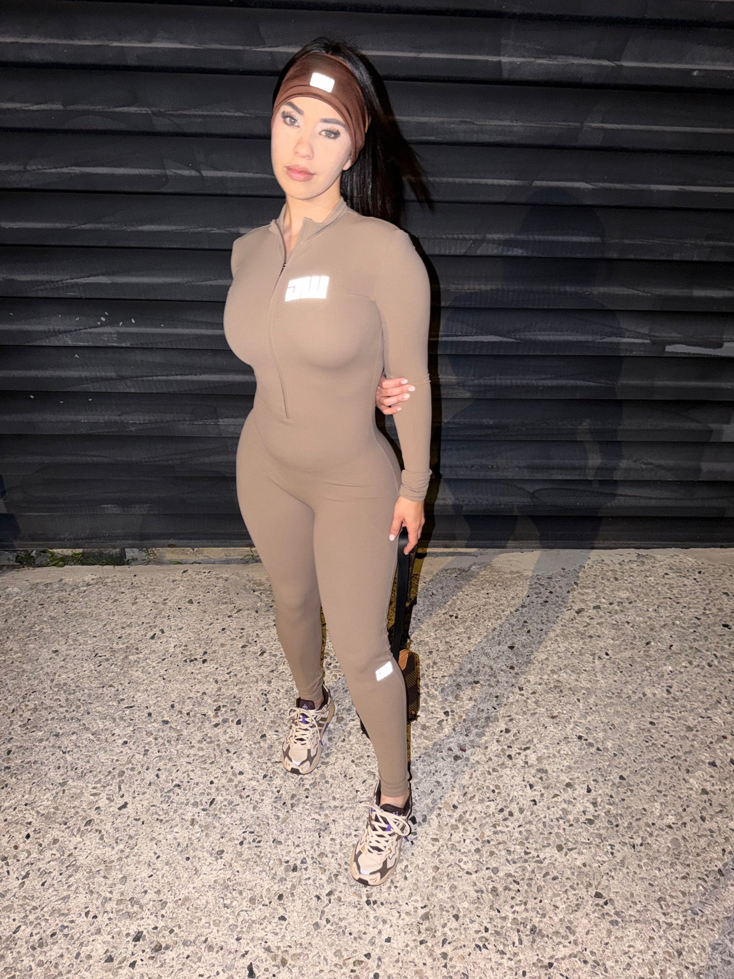 Khaki Long-Sleeve Jumpsuit