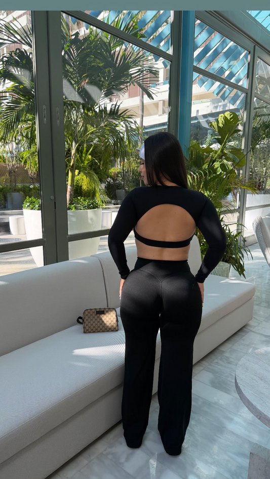 Black Long Sleeve Palazzo Set