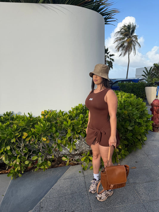 Brown Skort Jumpsuit