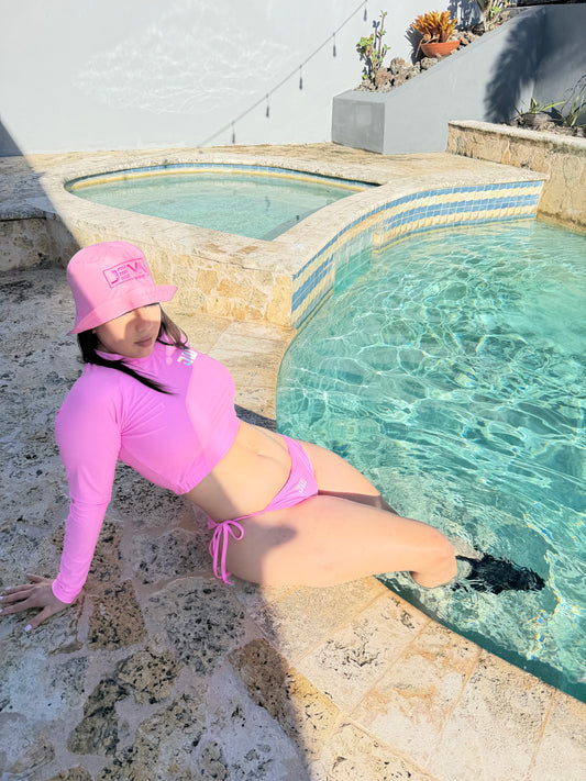 Neon Pink Swimwear Long-Sleeve & bikini