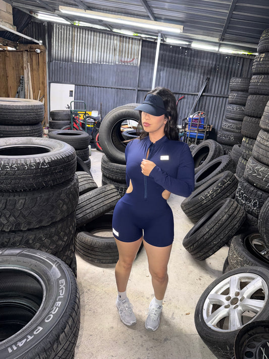 Navy Long Sleeve Short Jumpsuit