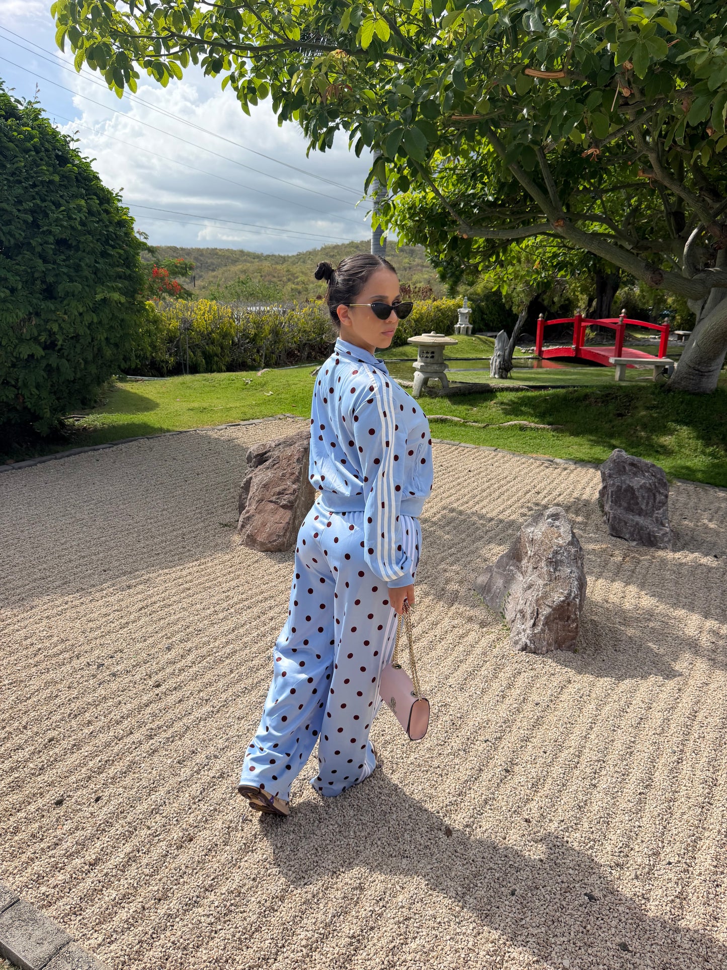 Light-Blue Polkadot Jacket Set