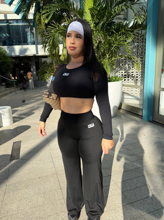 Black Long Sleeve Palazzo Set