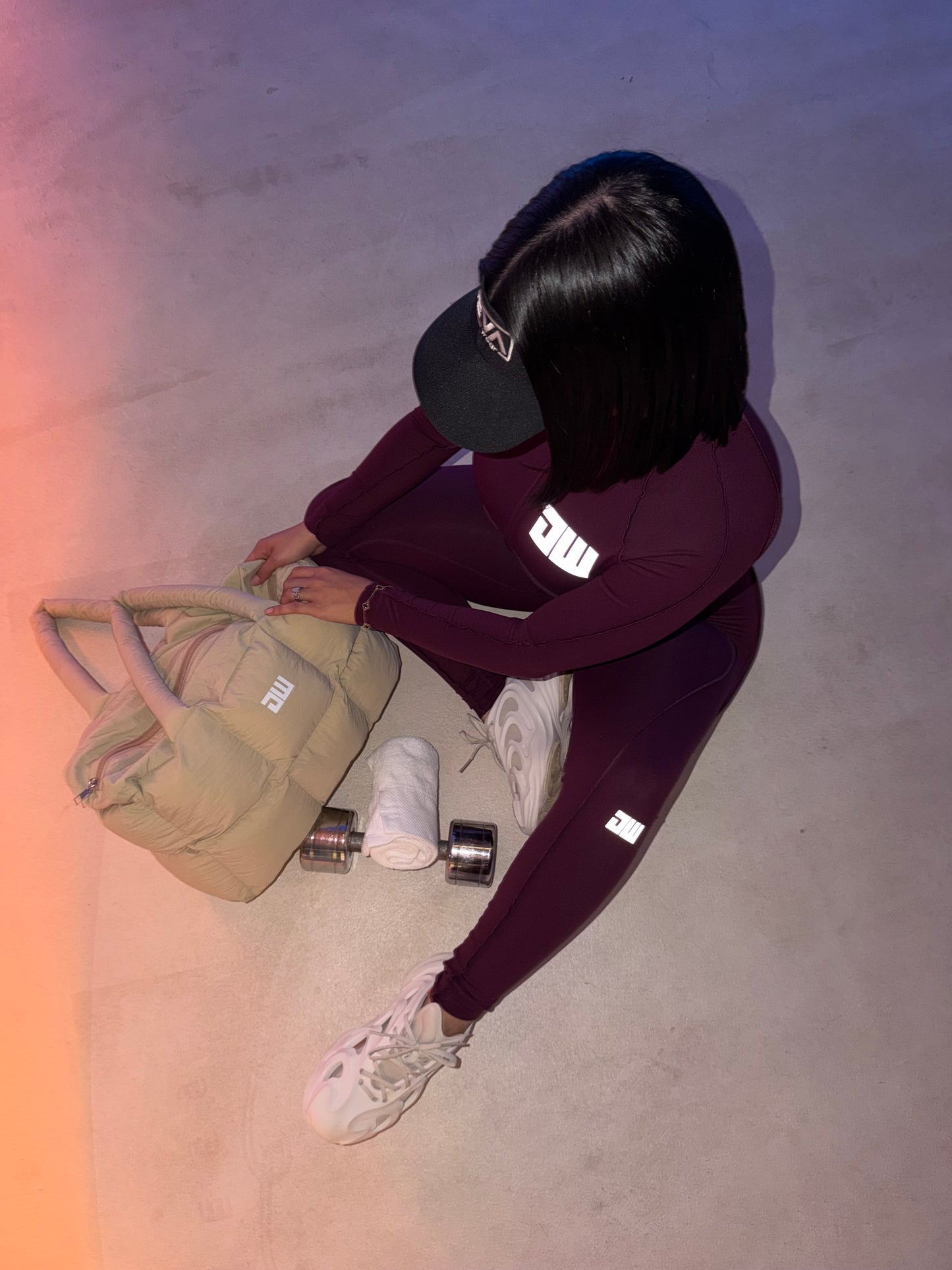 Burgundy Long-Sleeve Jumpsuit