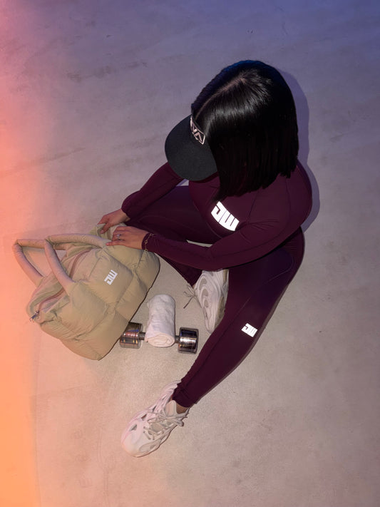 Burgundy Long-Sleeve Jumpsuit