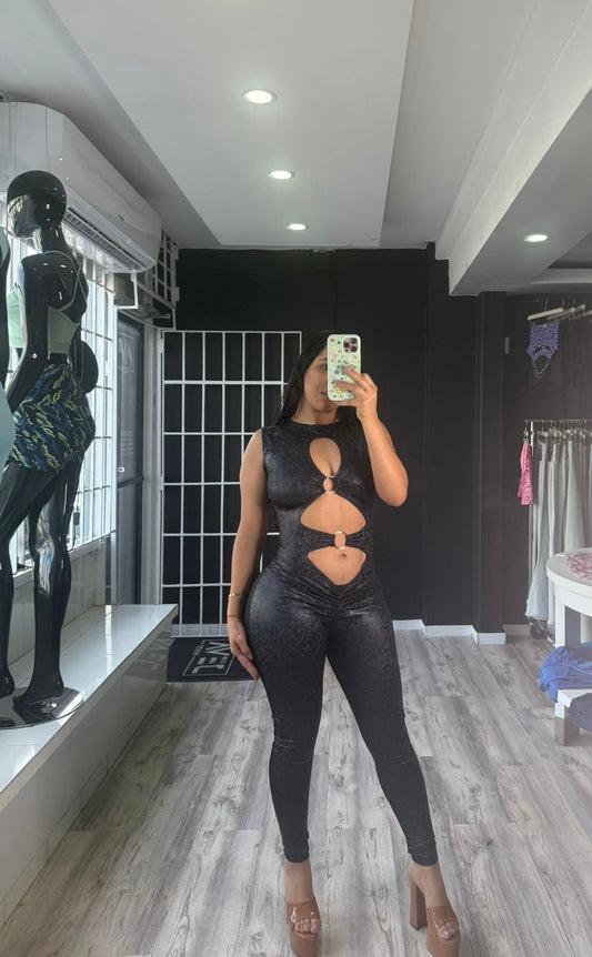 Black Glossy GALA Jumpsuit