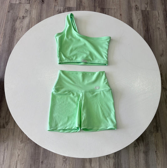Mint One Shoulder Short Set