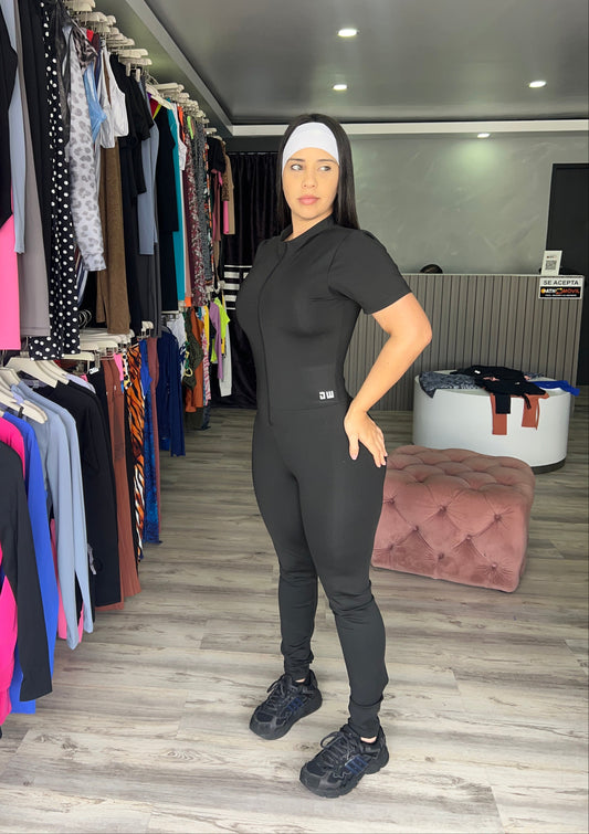 Black Shirt Long Jumpsuit
