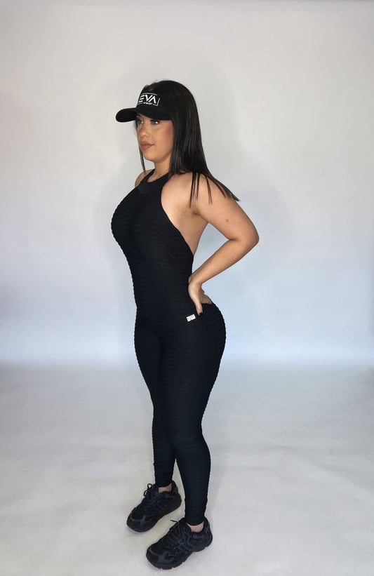 Black Crunch Long Jumpsuit