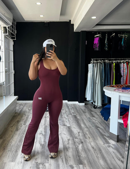 Burgundy Bellbottom Jumpsuit