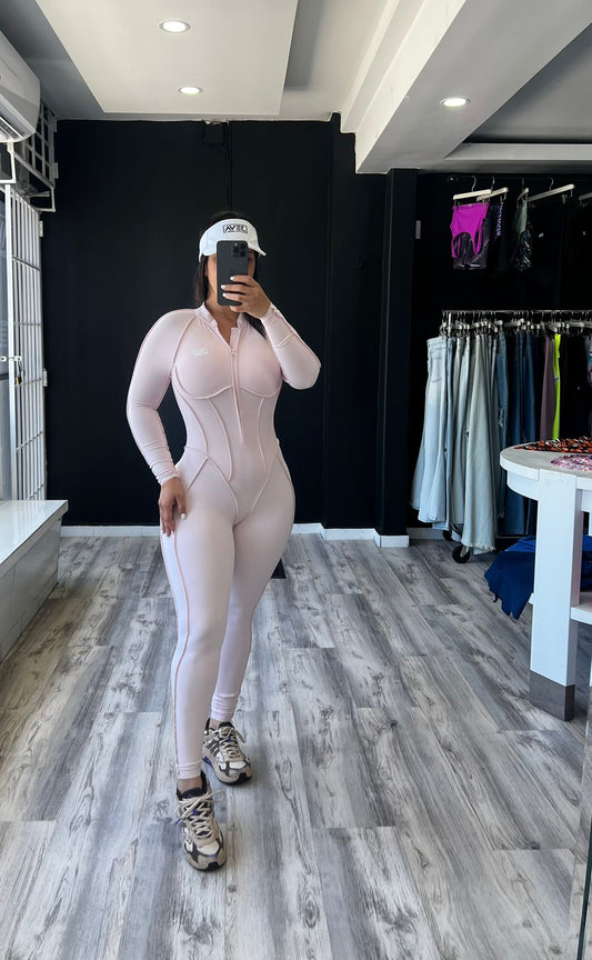 Sweet Pink Long-Sleeve Jumpsuit