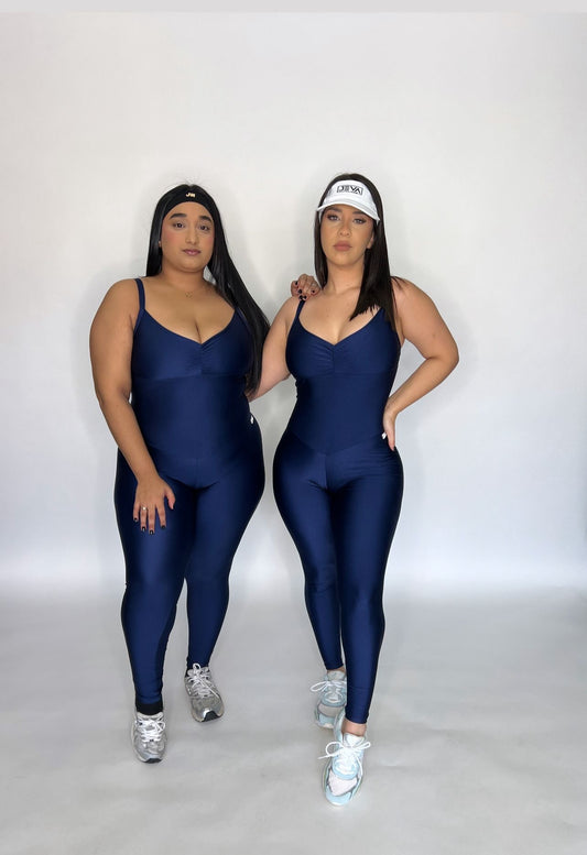 Navy Blue Glossy  Long Jumpsuit